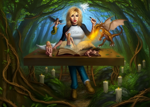 Author Vashti and her characters from her novels "Lilith" and "Dracul"