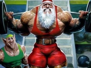 Santa Claus working out